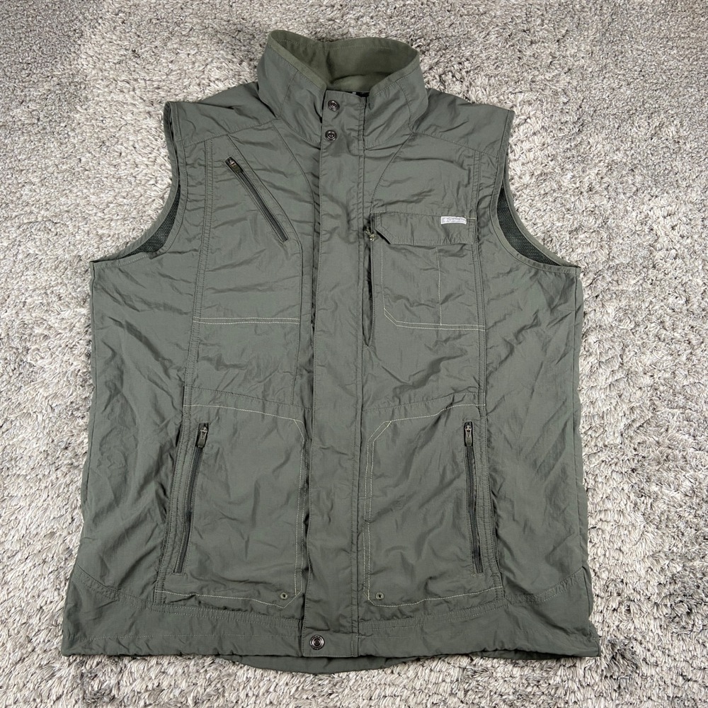 Columbia Silver Ridge Vest Mens XL Green Omni-Shade Sun Protection Utility Fish